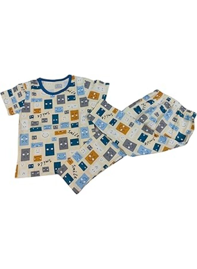 MINIIMODZ MINII MODZ Smile Teddy Print Shirt and Pant Set | Soft Cotton Dress Sleepwear | Cute Outfit Suitable for Kids, Toddlers, and Infants - Image 1